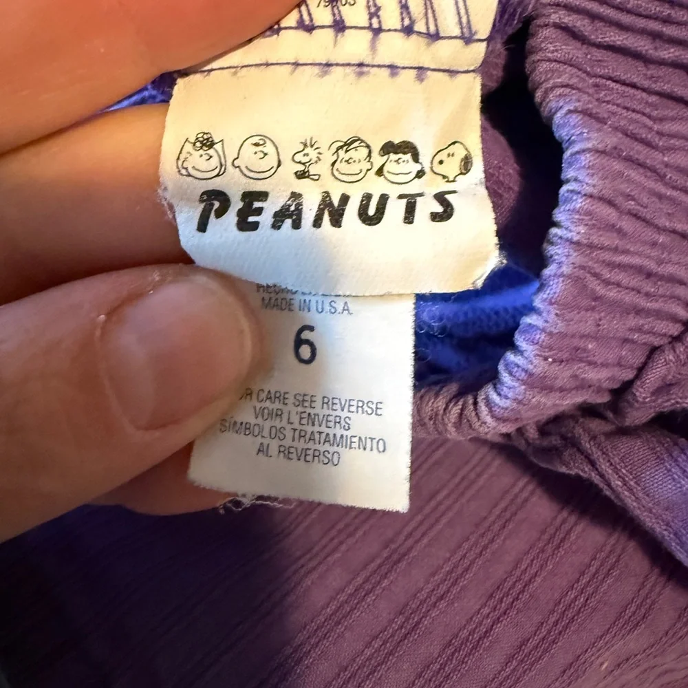 Vintage Children’s Peanuts Charlie Brown Goin Fishin Shorts Purple 6 Years